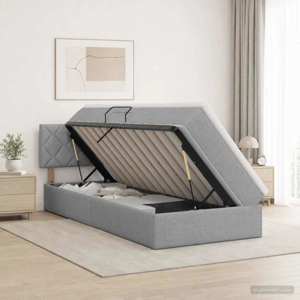 Letto con contenitore e materasso Grigio Chiaro 100 x 200 cm 3458664