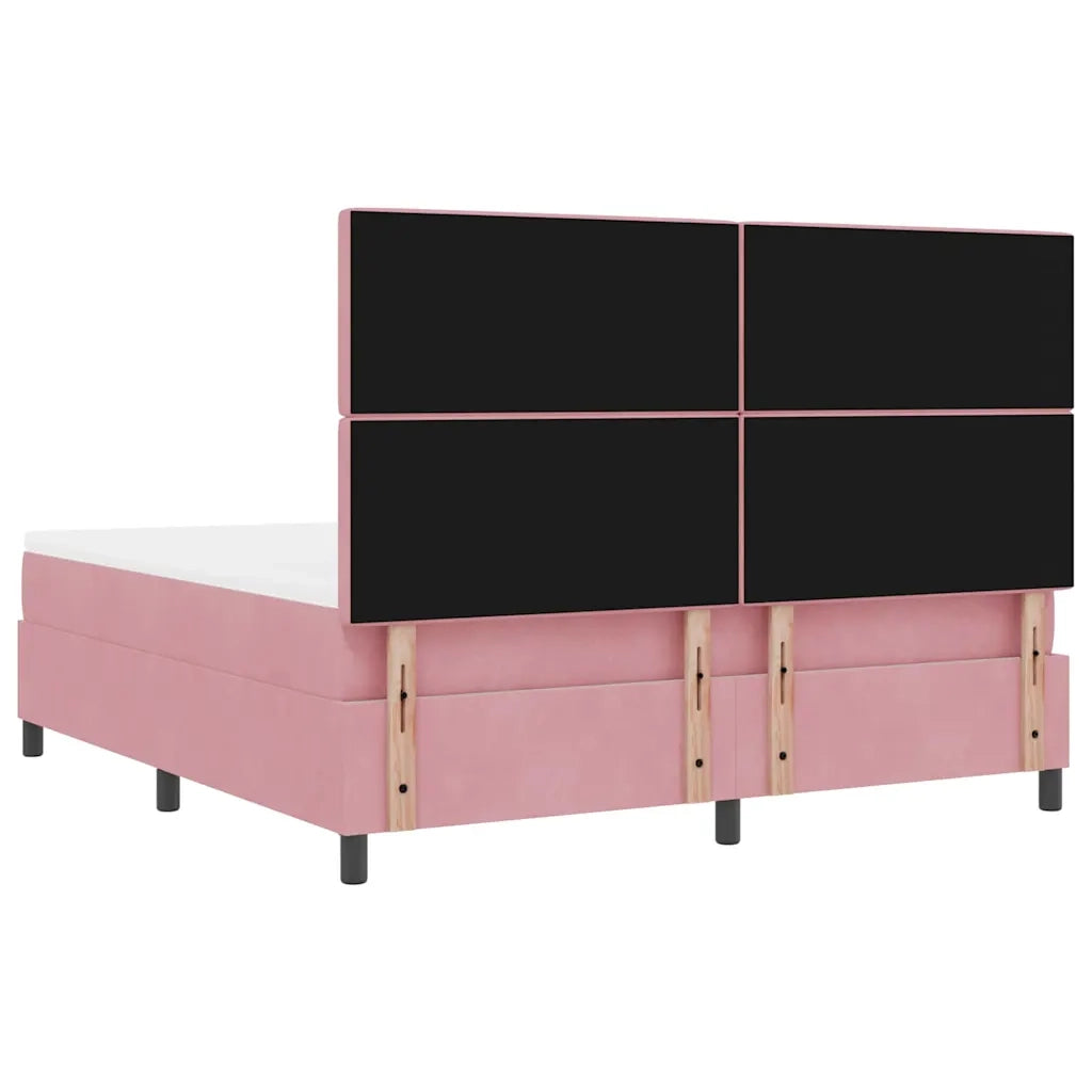 Letto a Sorgente LED con materasso Rosa 180 x 200 cm Velluto 3343267