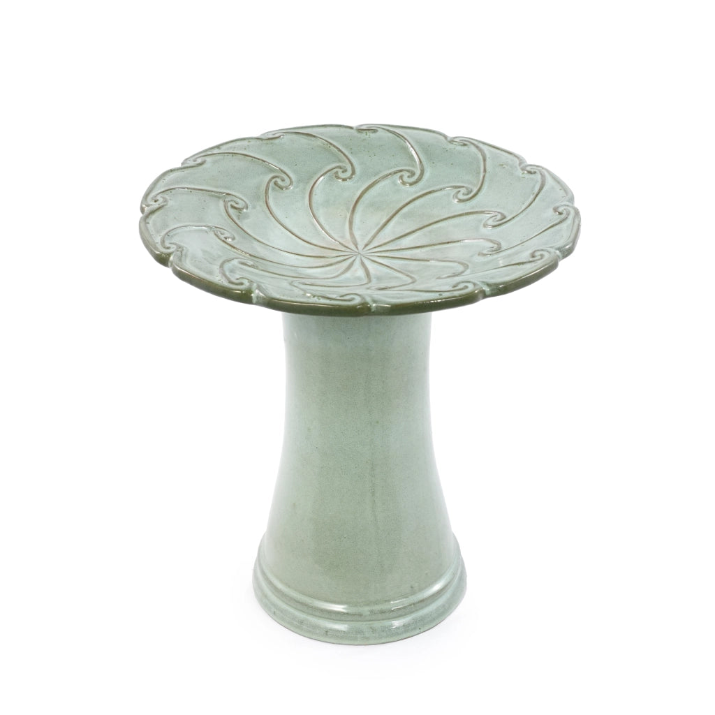 VASCA PER UCCELLI Ø 43 cm H 45 cm Ceramica Verde Chiaro