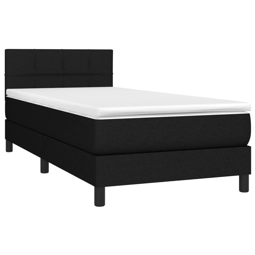 Giroletto a Molle con Materasso-Struttura Letto Nero 80x200 cm inTessuto 559680