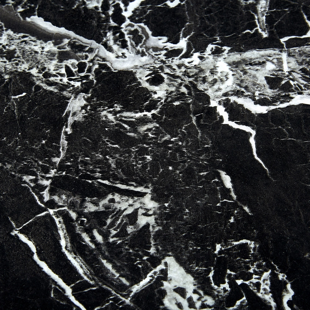 Tavolo da Pranzo Effetto Marmo Nero con Piano in Vetro Temperato dorato Gambe in Metallo 140 x 80 cm Glam Soggiorno