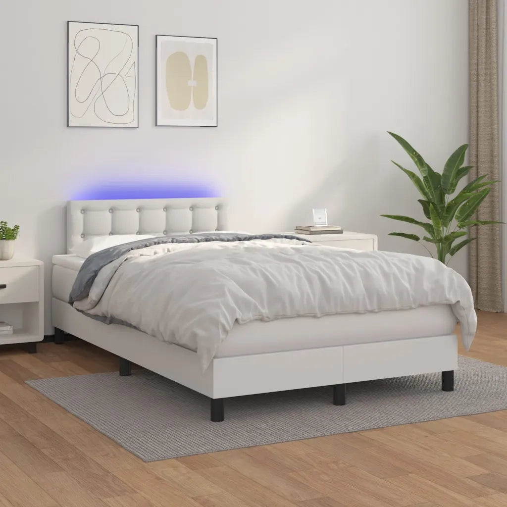 Giroletto Molle con Materasso e LED Bianco 120x200cm Similpelle 3134214