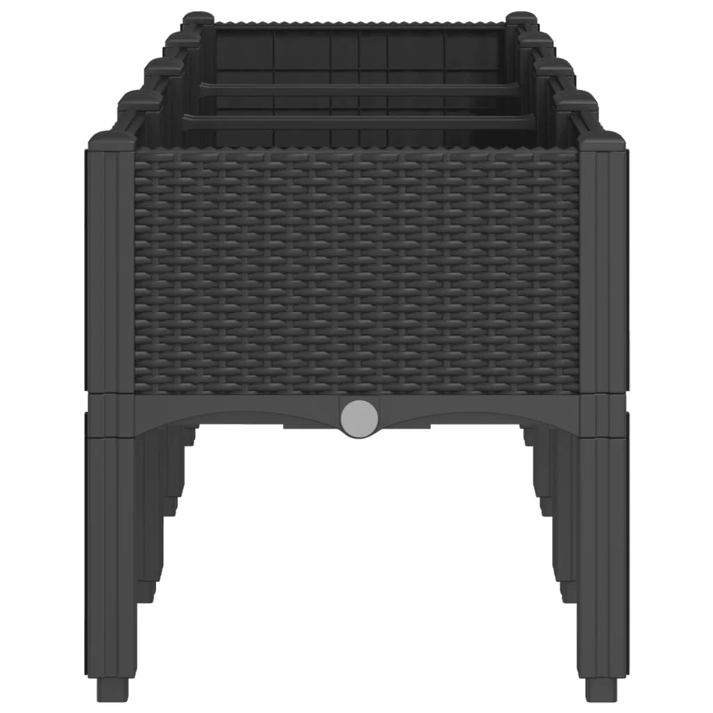 Fioriera rialzata per piante fiori patio giardino con gambe 160 x 40 x 42 cm PP nero 02_0038160