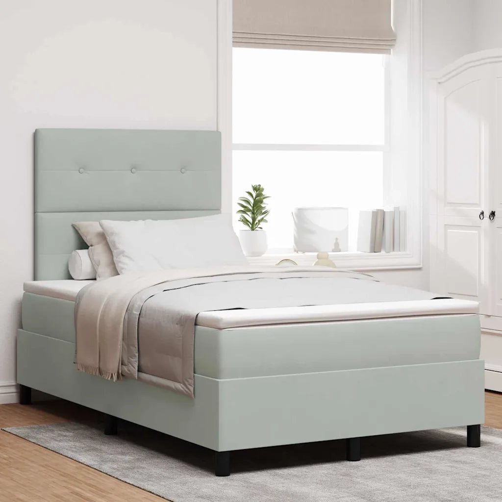 Letto a Sorgente LED Grigio chiaro 120 x 190 cm Tessuto