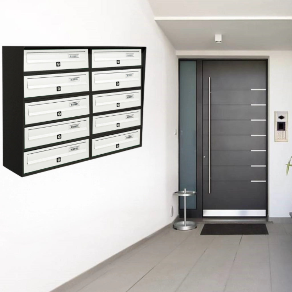 ALUBOX SLIM Cassette Postali Condominiali 10 Posti 63X77,5X30 Cm In Lamiera Zincata E Alluminio Cassetta Postale Da Esterno Condominiale Con Sistema Anti Prelievo