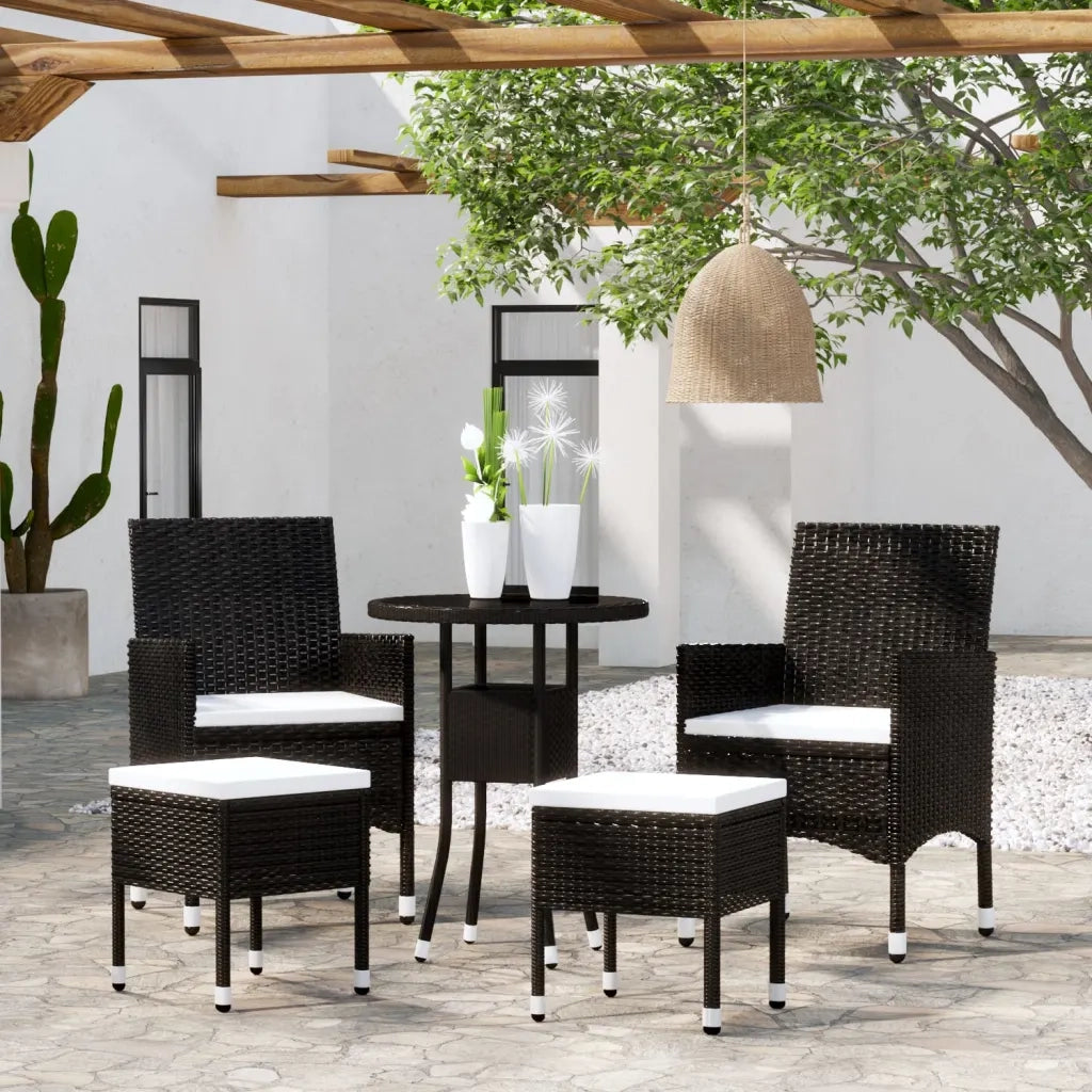 Set Divani da Giardino 5 pz | Set Salotto da Giardino in Polyrattan Nero