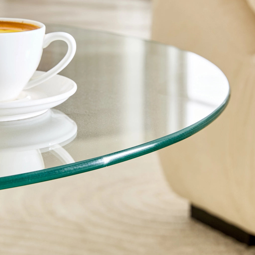 Tavolino da caffè rotondo in vetro temprato e metallo ? 70 cm; oro