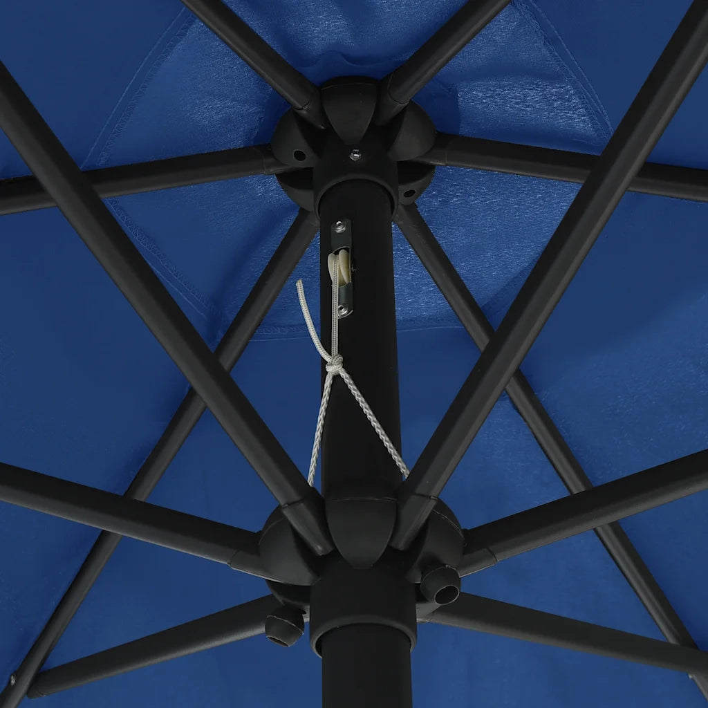 Ombrello | Parasolne con Luci a LED e Palo Alluminio 270 cm Azzurro