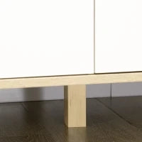 Cassettiera 6 Cassetti con Maniglie Intagliate in Legno, 120x40x76 cm, Bianco e Rovere