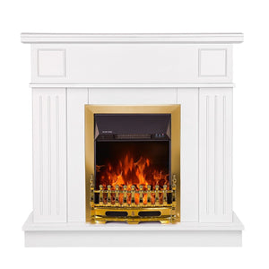 Camino Elettrico da Pavimento 99,7x103,4x27 cm Effetto Fiamma 2000W Marina & Galileo gold Bianco