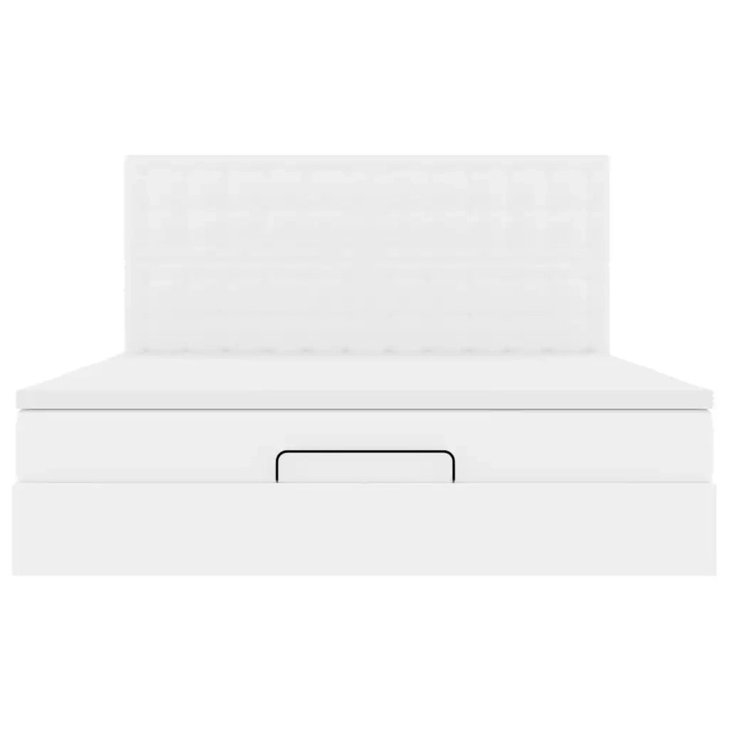 Struttura Letto Pouf con Materasso Bianco 160x200 cm Similpelle