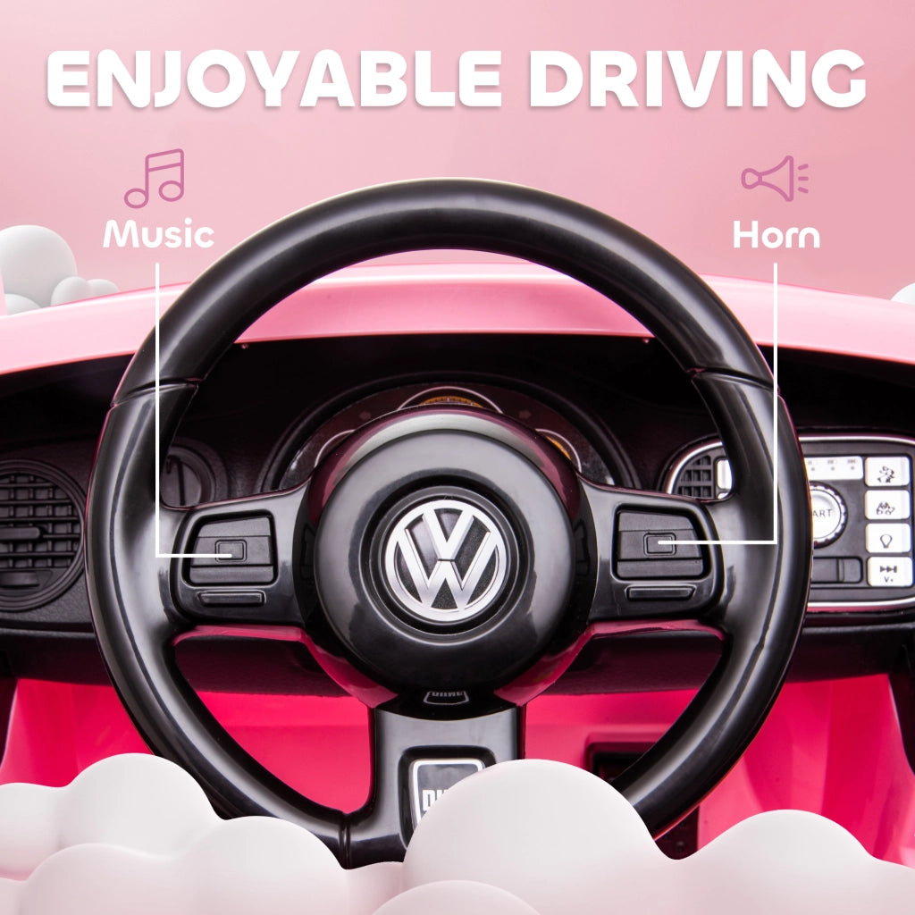 Auto Elettrica per Bambini Volkswagen Beetle 12V ¨C ZephMum ¨C Rosa con Telecomando e Luci