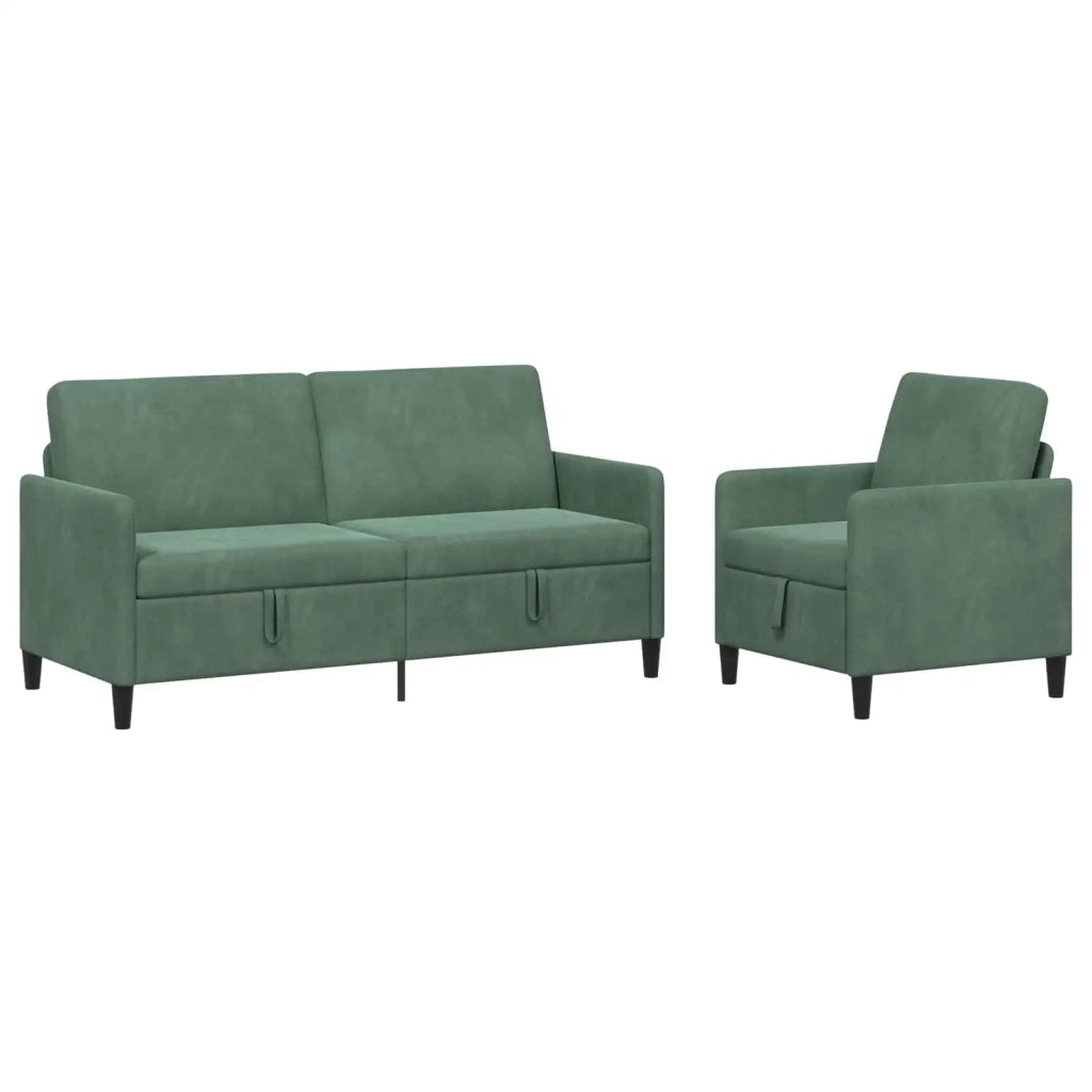 Set di Divani con Storage 2 pz Verde Mare Poliestere 3429229