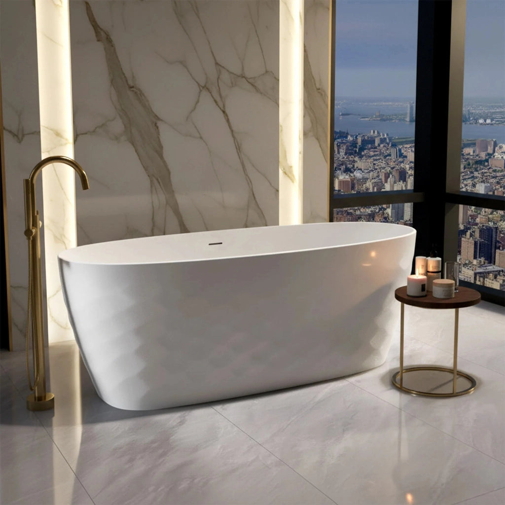 Vasca Da Bagno Freestanding In Acrilico Gaja 170 Copritappo rame spazzolato