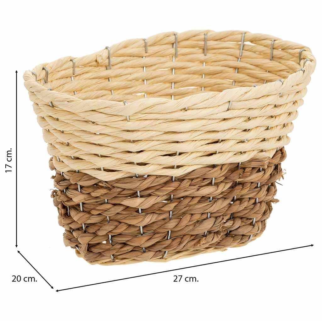 Cesto in legno, corda di carta e fibra naturale gialla 27x20x17