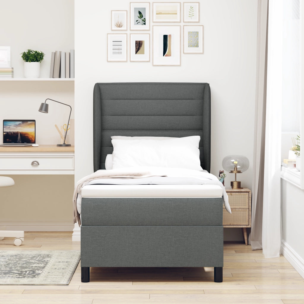 Letto con contenitore e materasso  Grigio scuro 80x200 cm Tessuto