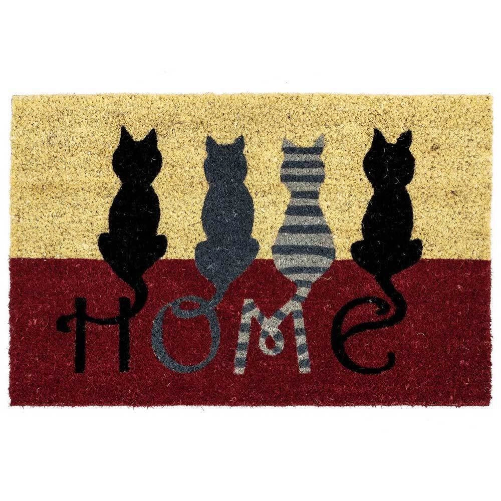 Tappeto Zerbino Gatti Home in Fibra di Cocco 60x40cm Ingresso Casa Rosso Beige
