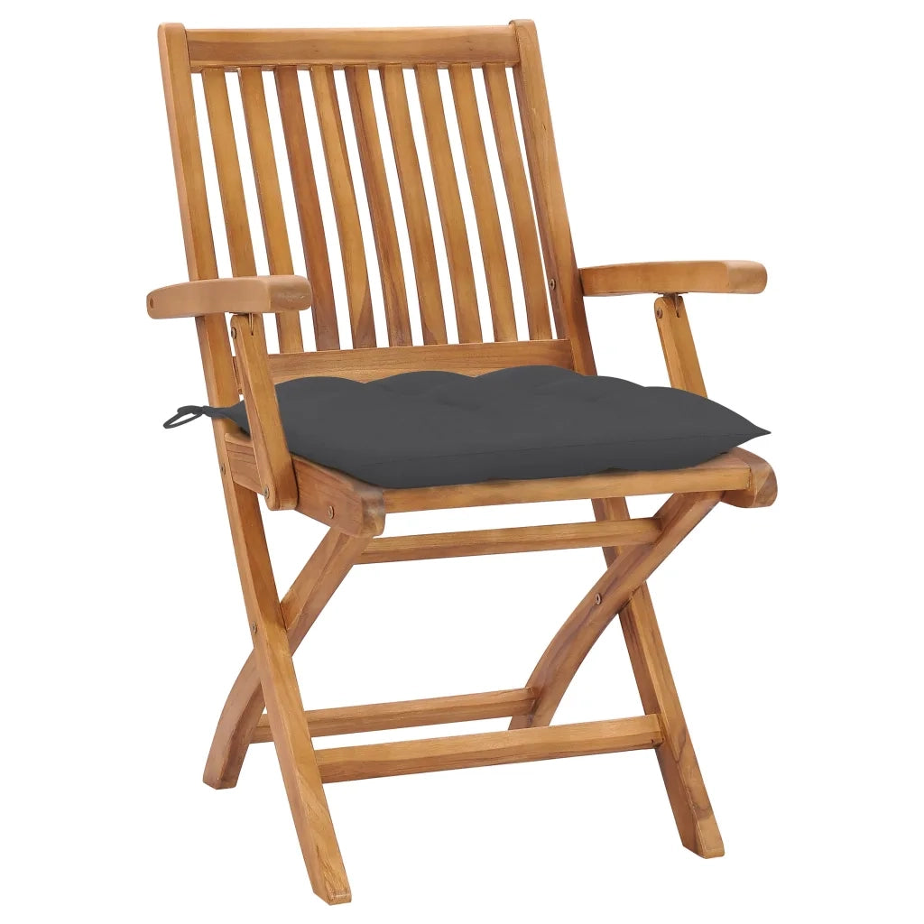 Sedie da Giardino 2 pz | Sedie da Esterno con Cuscini Antracite Massello di Teak