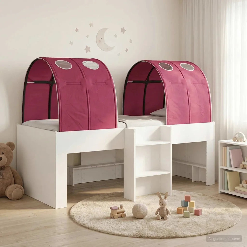 Letto con Tunnel 4 pcs Bianco e Rosso Legno ingegnerizzato 3423549