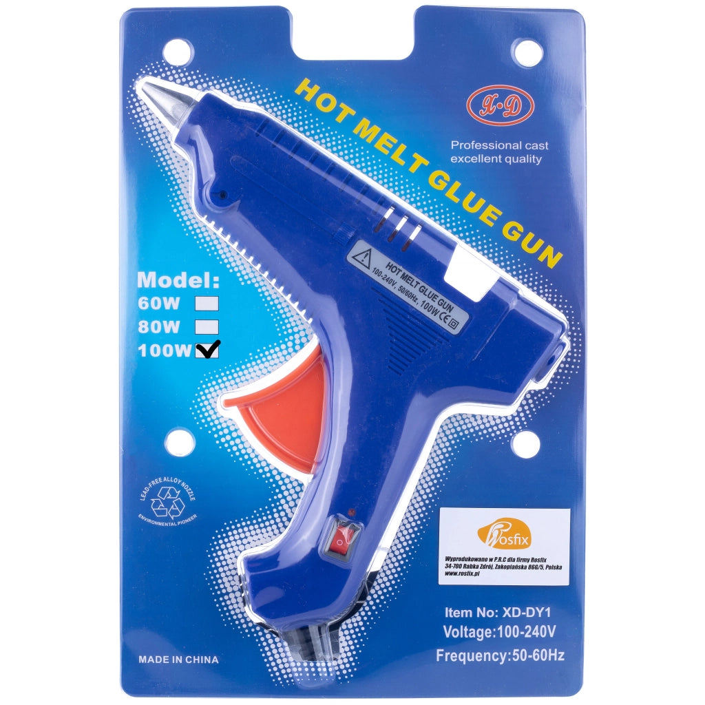 Pistola per Colla a Caldo 100W con Interruttore – Riscaldamento Rapido | Ø Colla 11mm, Ø Ugello 1mm