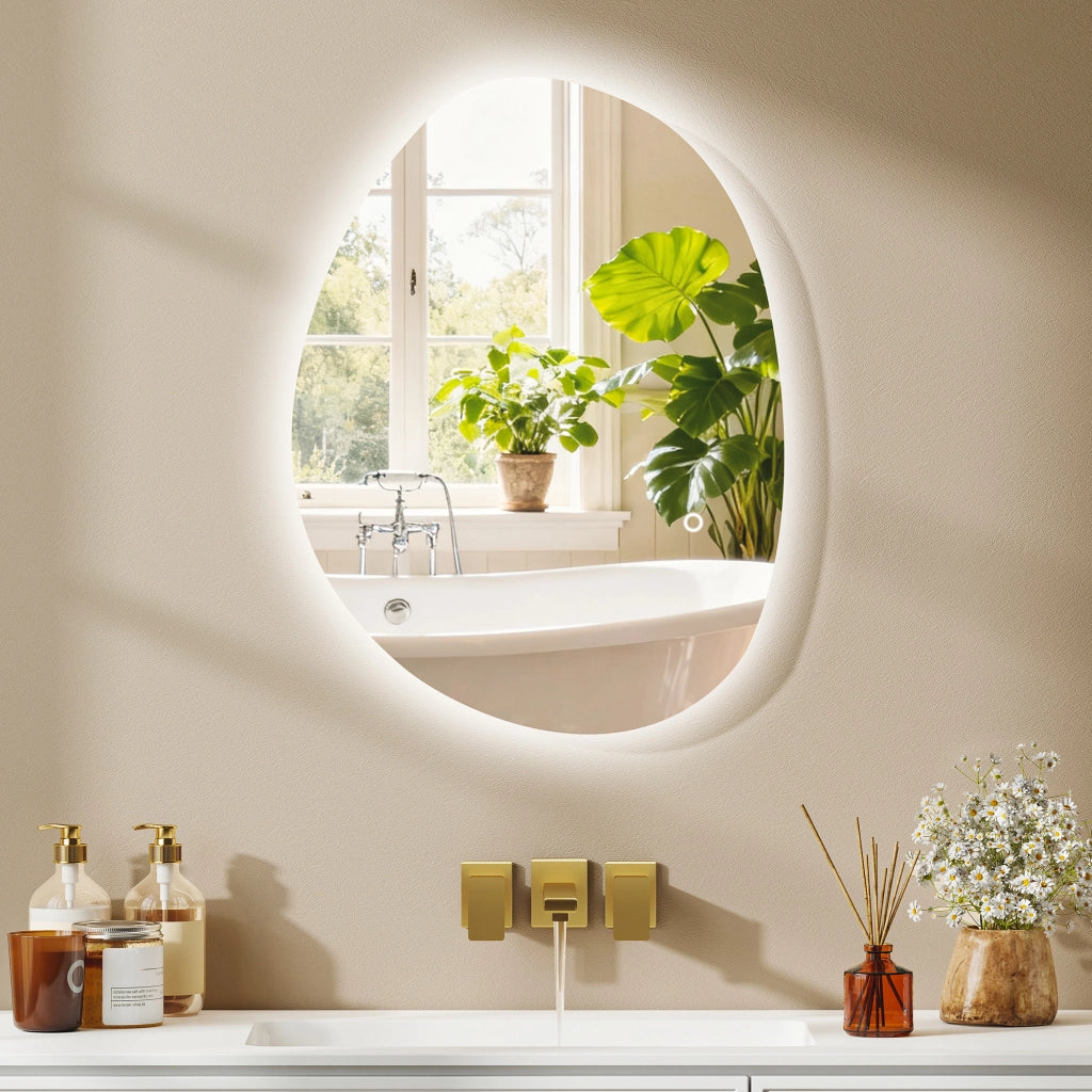 Specchio da Bagno LED con Luce Regolabile ¨C Xylo ¨C Vetro Temperato Argento 70x50 cm