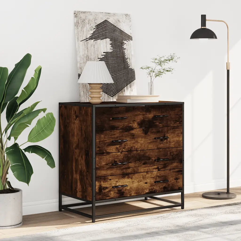 vidaXL Cassettiera Rovere Fumo 70x41x70 cm in Legno Multistrato