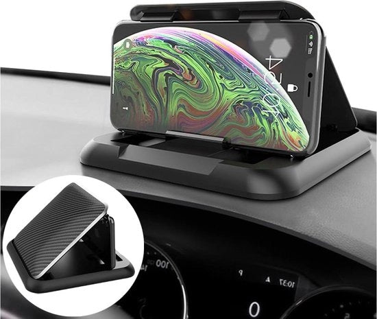 Sostegno per smartphone con supporto antiscivolo in silicone nero multifunzionale - Console centrale del cruscotto per telefono cellulare.