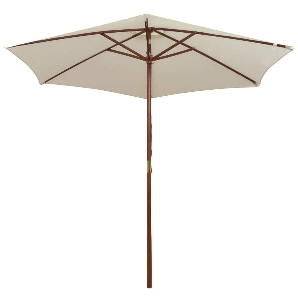 Ombrellone con palo in legno 270 x 270 cm bianco crema 02_0008140