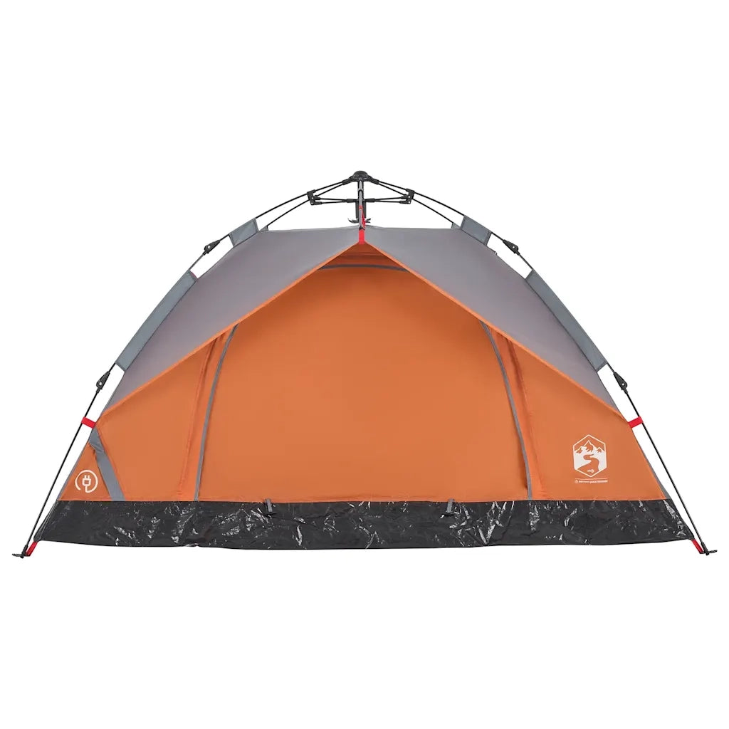 Tenda a Cupola 3 Persone Grigio e Arancione a Rilascio Rapido 4004195
