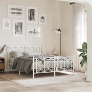 Giroletto con Testiera e Pediera-Struttura Letto Metallo Bianco 140x200 cm 690834