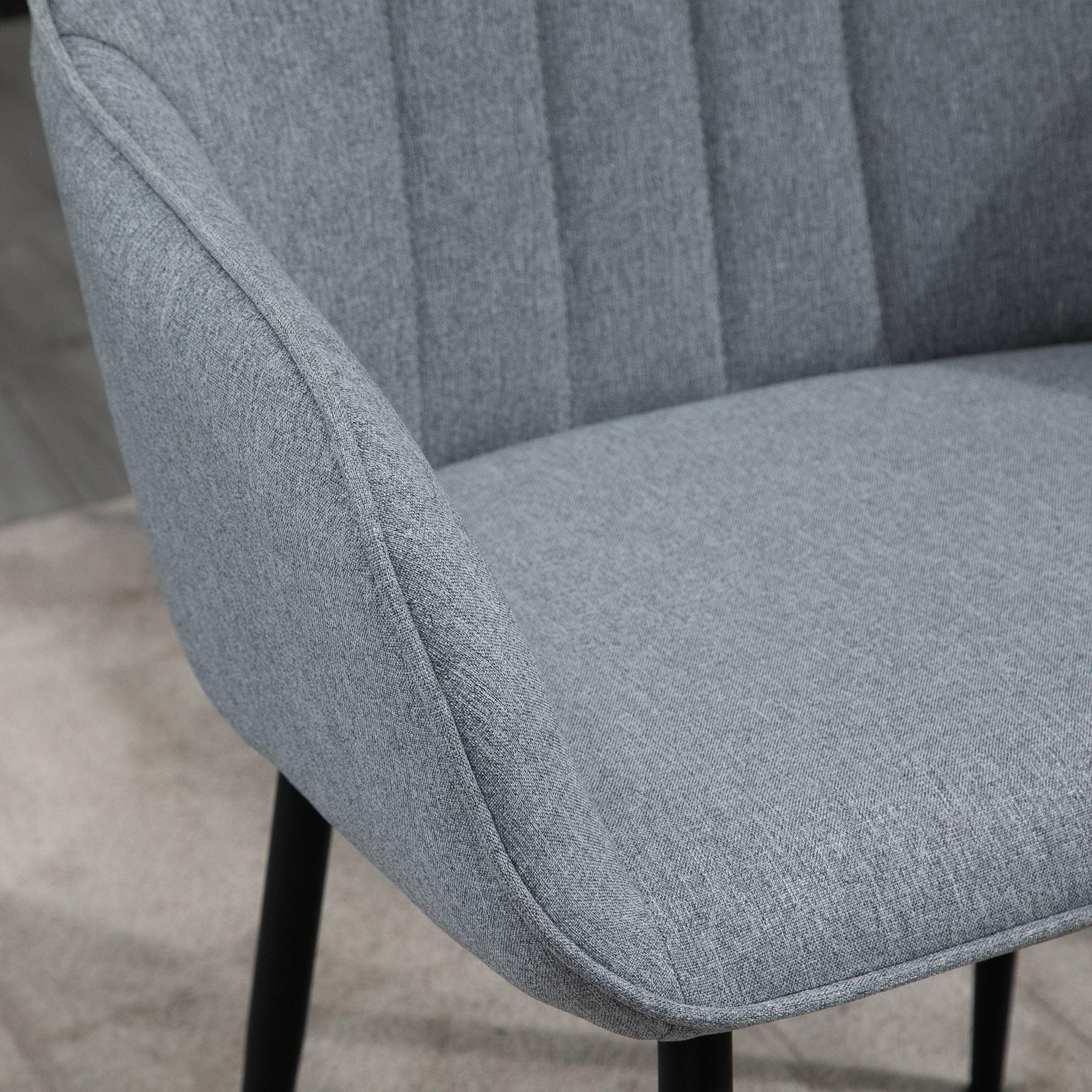 Set 2 Sedie Imbottite 59,5x56,5x81 cm in Lino Grigio Chiaro