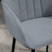 Set 2 Sedie Imbottite 59,5x56,5x81 cm in Lino Grigio Chiaro