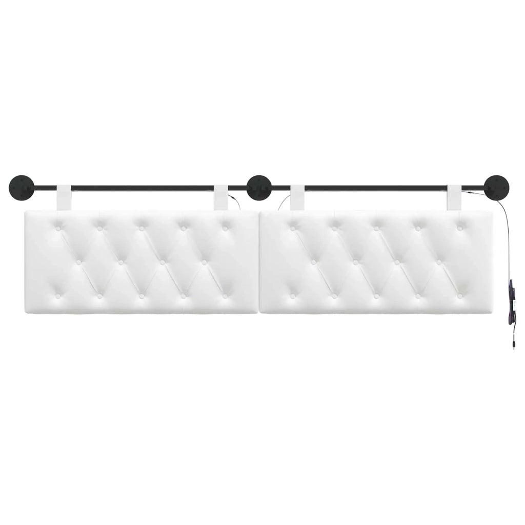 Testiera sospesa Con luce LED Bianco Tessuto