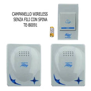 Trade Shop - Campanello Senza Fili Da Esterno Wireless 1 Trasmettitore 2 Ricevitori Spina 91 -