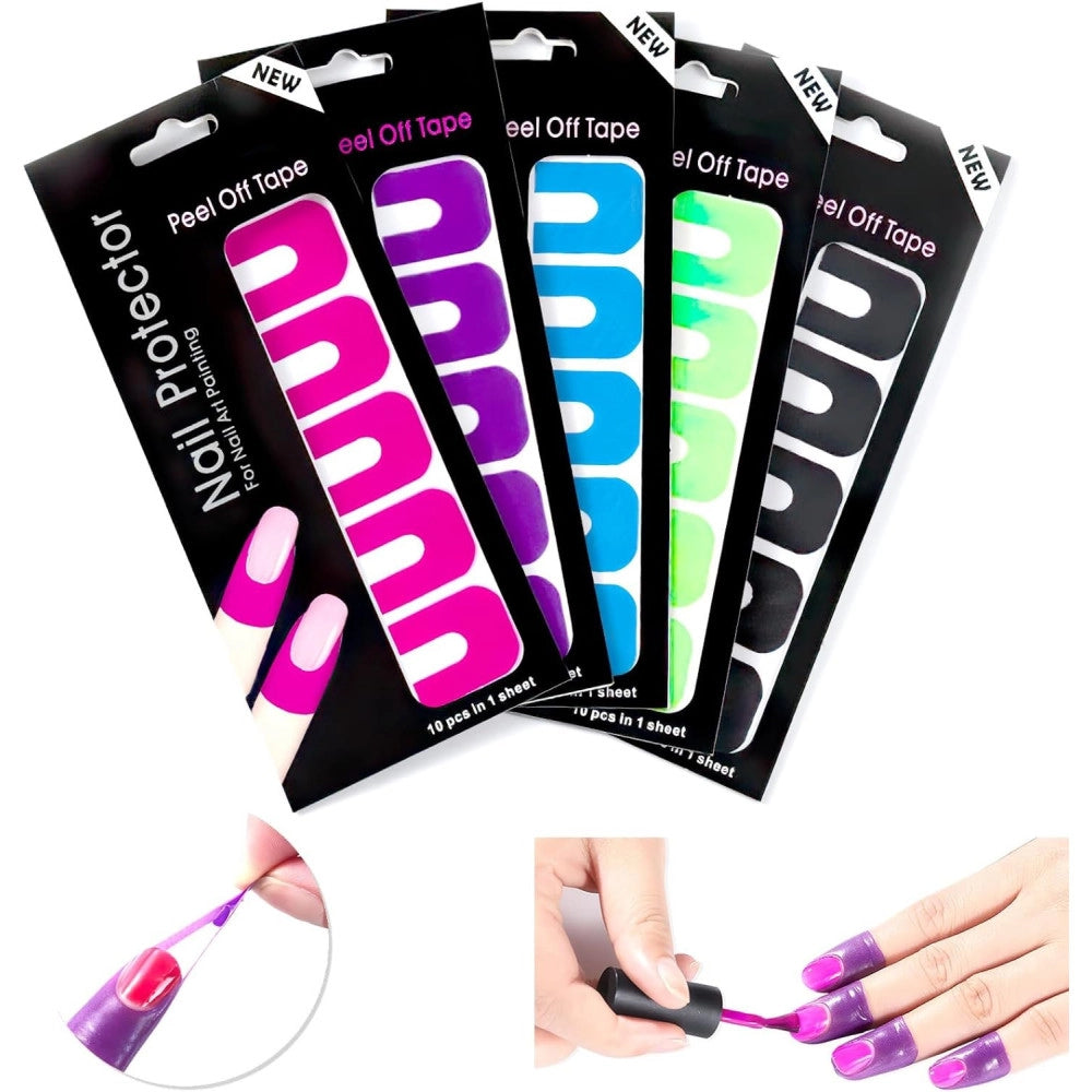 Trade Shop - Stencil Per Smalto Unghie 30pz Adesivo Protezione Per Dita A Forma Di U Nail Art -