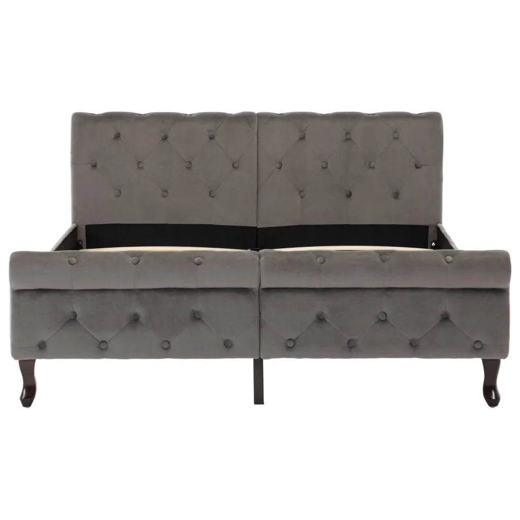 Letto matrimoniale | Letto per adulti | Giroletto Grigio in Velluto 140x200 cm