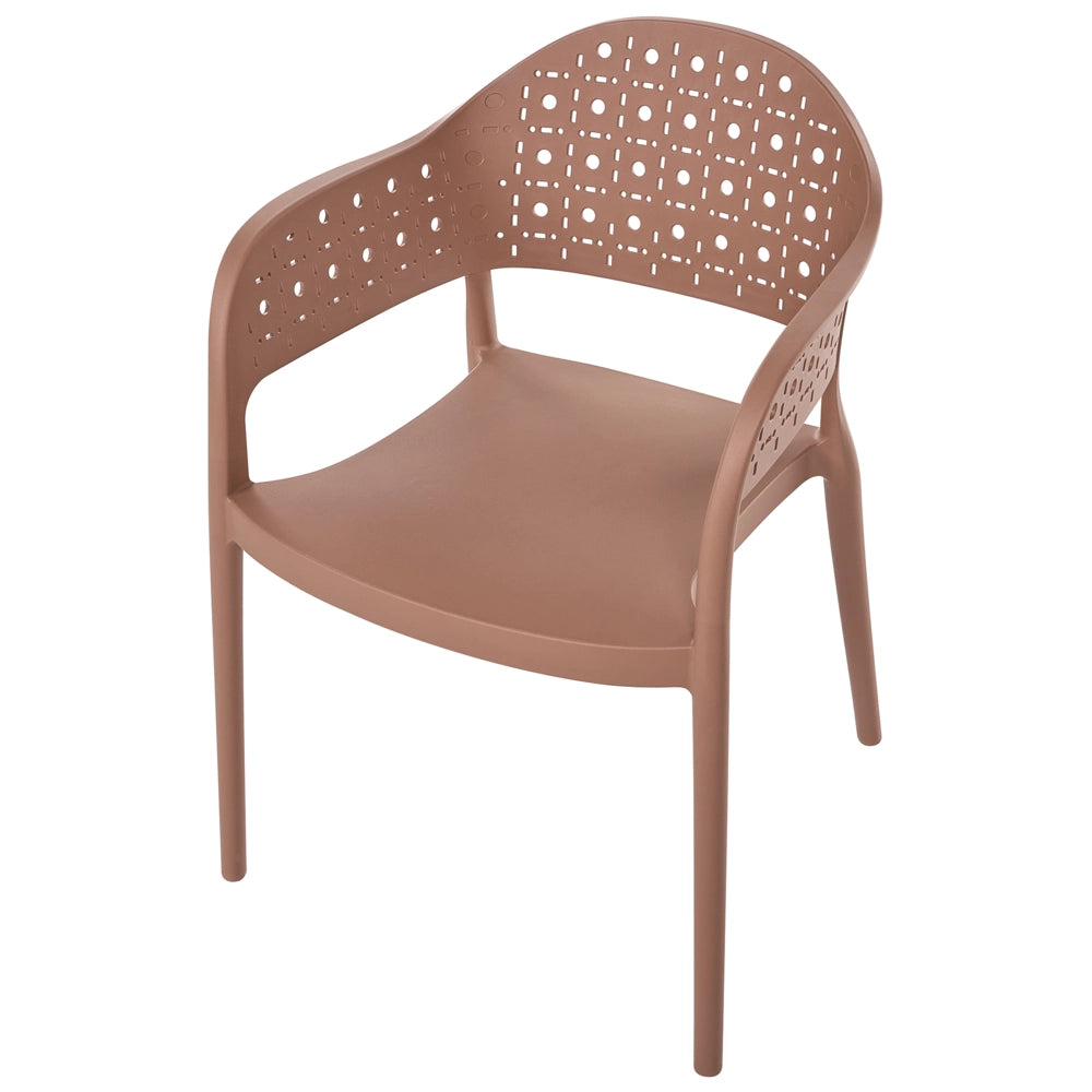 Set di 4 sedie da giardino in materiale sintetico marrone impilabili per interni ed esterni stile classico