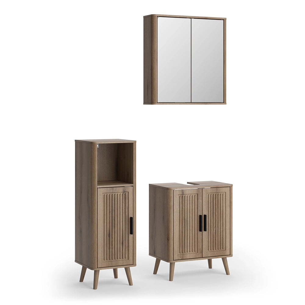 Set mobili bagno Skara Rovere 3 pezzi, con cabinet midi Vicco