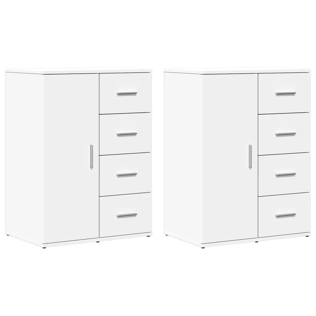 Credenze 2 pz Bianche 59x39x80 cm in Legno Multistrato