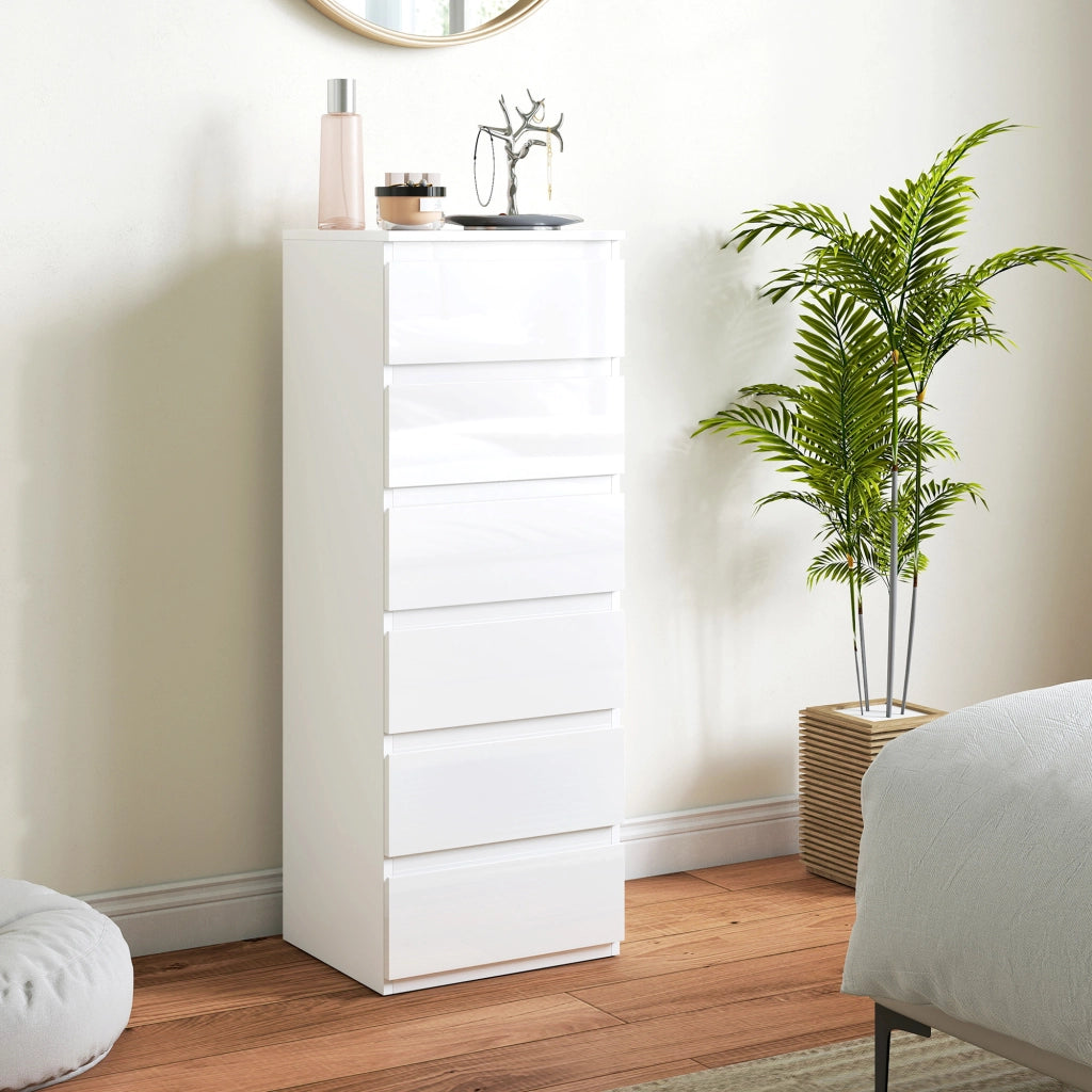 Com¨° Bianco a 6 Cassetti ¨C zephmum ¨C Finitura Lucida