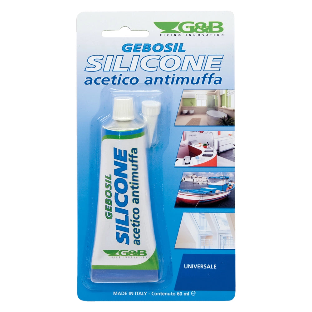 SILICONE ACETICO RAL 9010 bianco ml 60- 12 pezzi  - G&B
