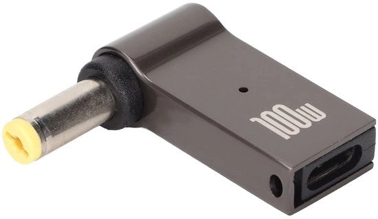 Adattatore di ricarica USB-C a DC 20V - 100W - 5,5x1,7 mm - Adattatore di ricarica per laptop e tablet - Realizzato in lega di alluminio