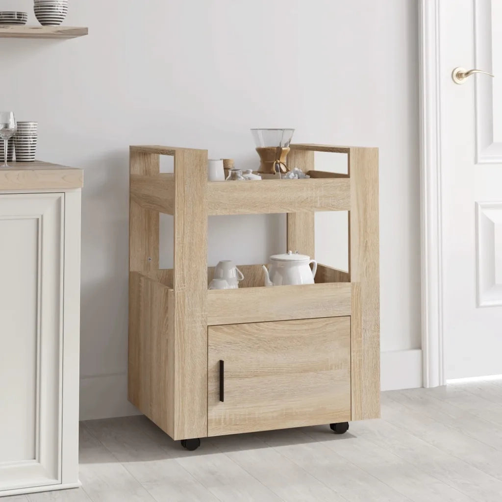 Carrello da Cucina rovere sonoma 60x45x80 cm Legno Multistrato 816827