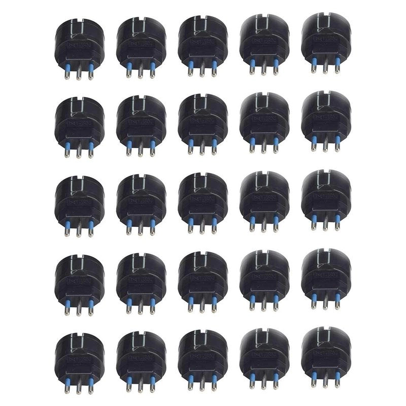 Adattatore Spina Elettrica 2P+T 10A con 1 Presa Schuko 16A / Italiano 10A 2P+T 250V Max 1500W Nero