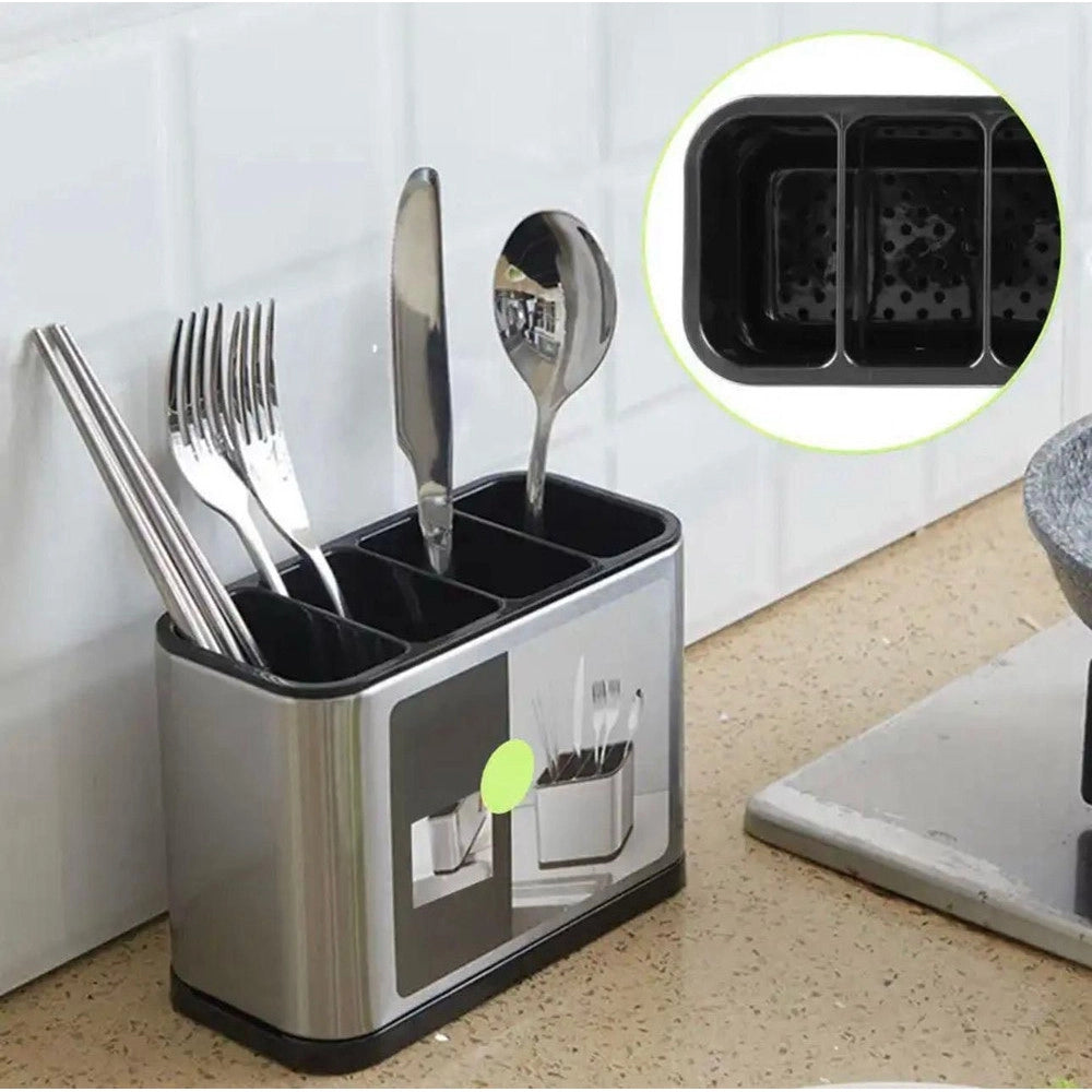 Trade Shop - Scolaposate In Acciaio Per Organizzare Utensili Da Cucina Portaposate Design Moderno -