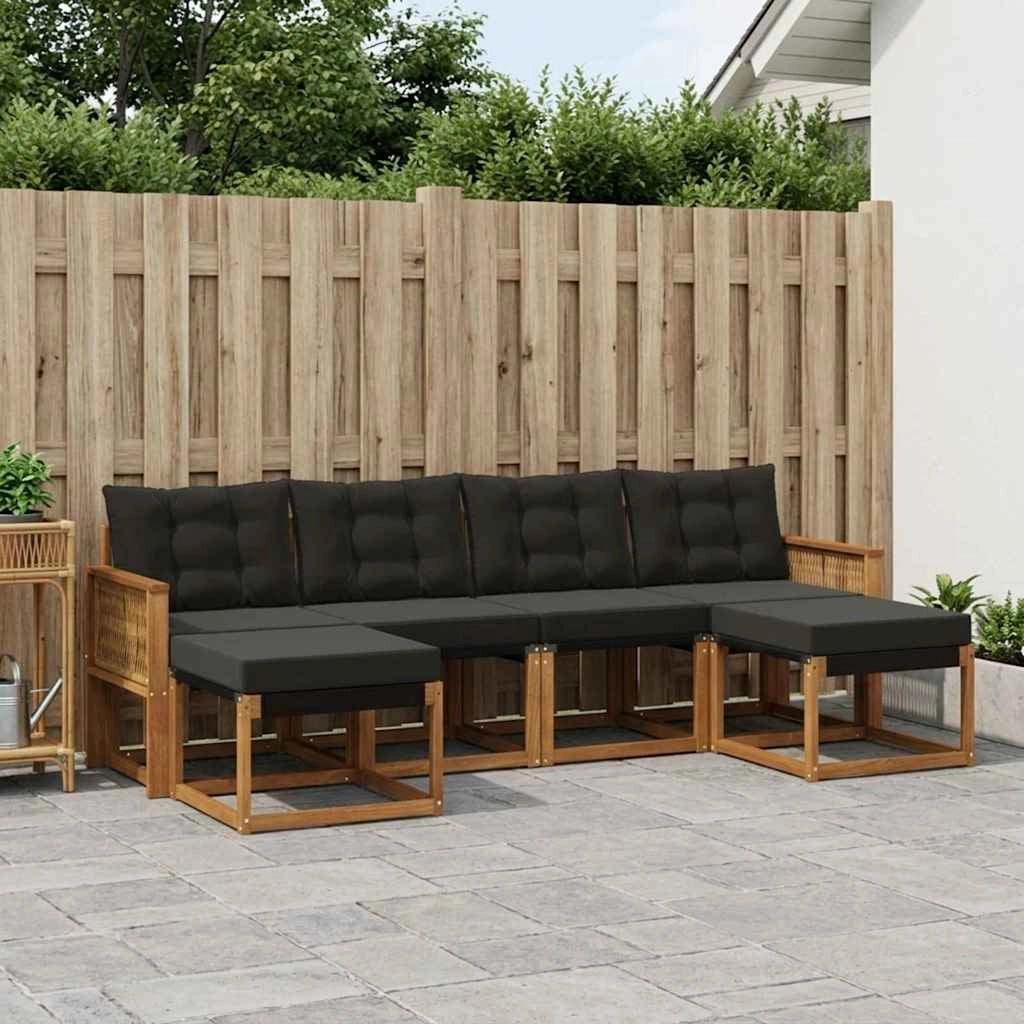 Set di divani da esterno 6 pz Naturale e Nero 3382132