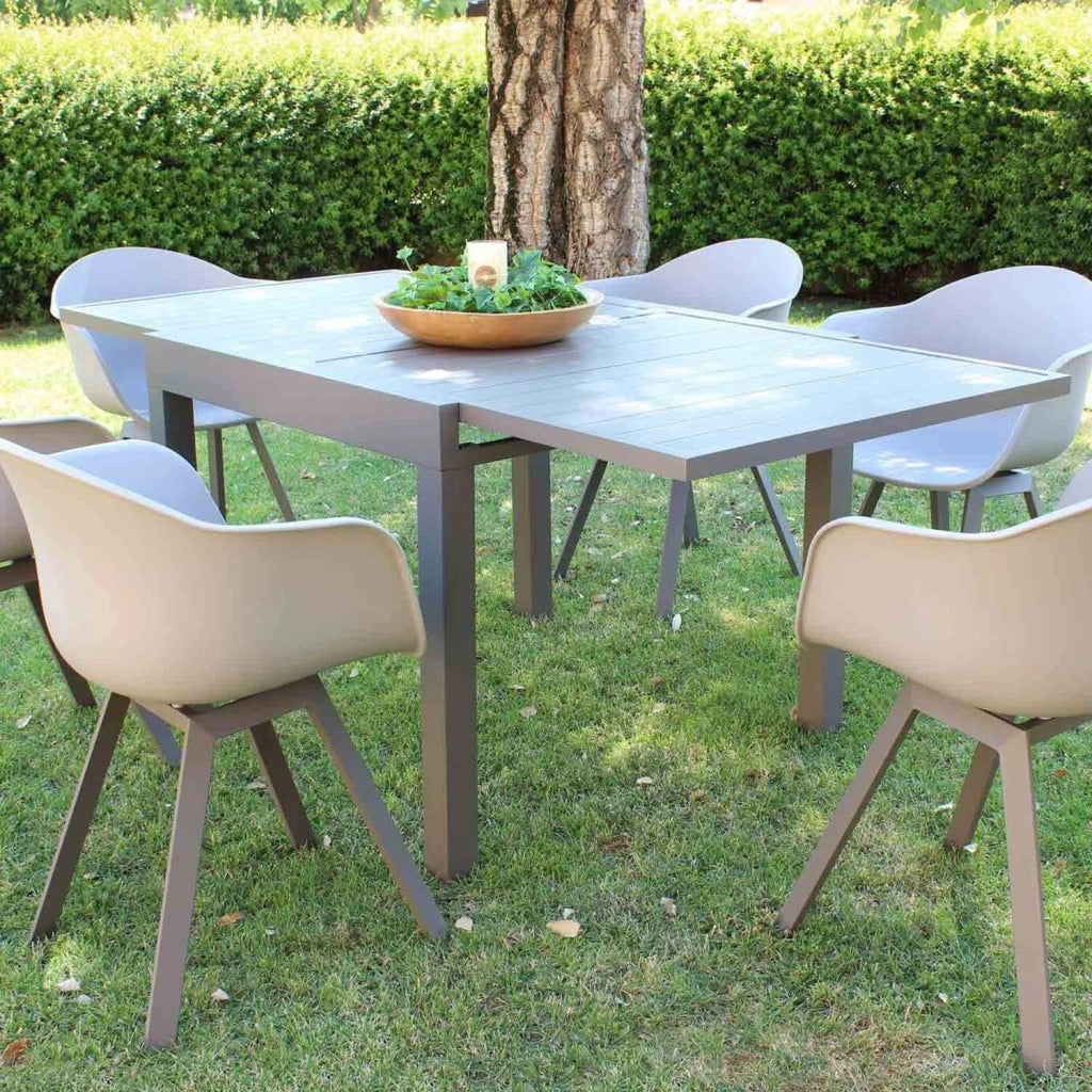 Tavolo allungabile in alluminio 90/180x90x75h cm colore Taupe mod. Hawaii