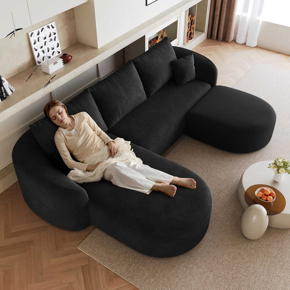 Divano angolare U ¨C Minimal ¨C nero 266cm, imbottito, senza montaggio