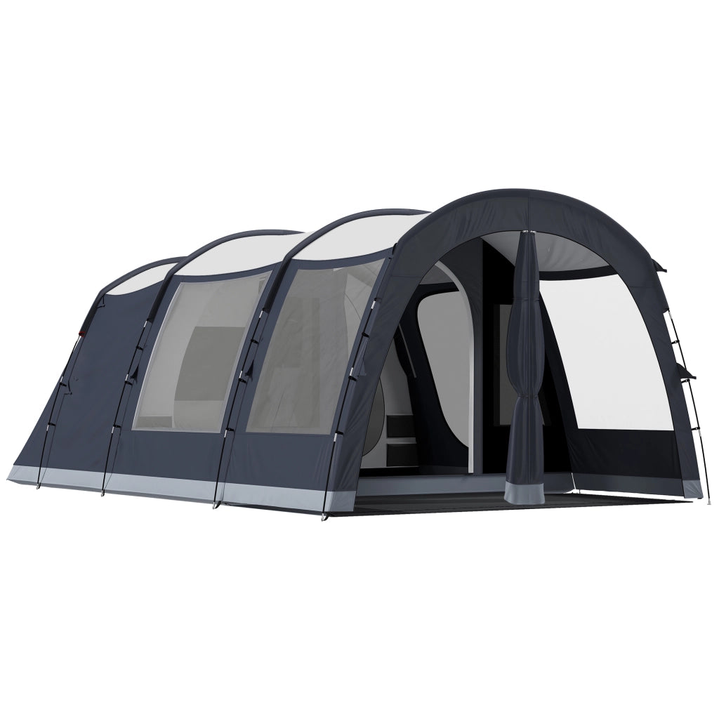 Tenda Campeggio a Tunnel per 2-4 Persone Alta 210cm con 2 Stanze, Impermeabile 3000mm per Trekking, Blu navy