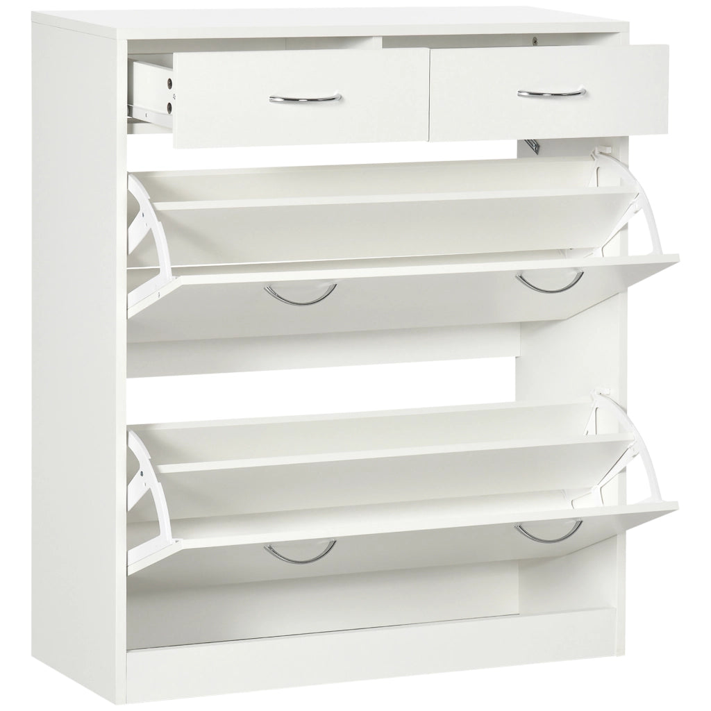 Scarpiera con cassetti e ante ¨C zephmum ¨C legno naturale 80x30x91.5 cm